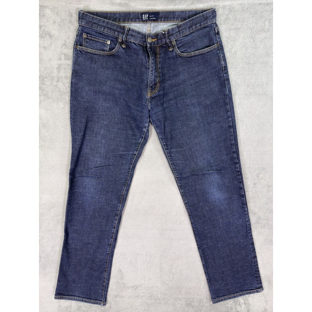 Gap Jeans Mens 34x34 Blue Straight Leg Dark Wash Denim Mid Rise Stretch